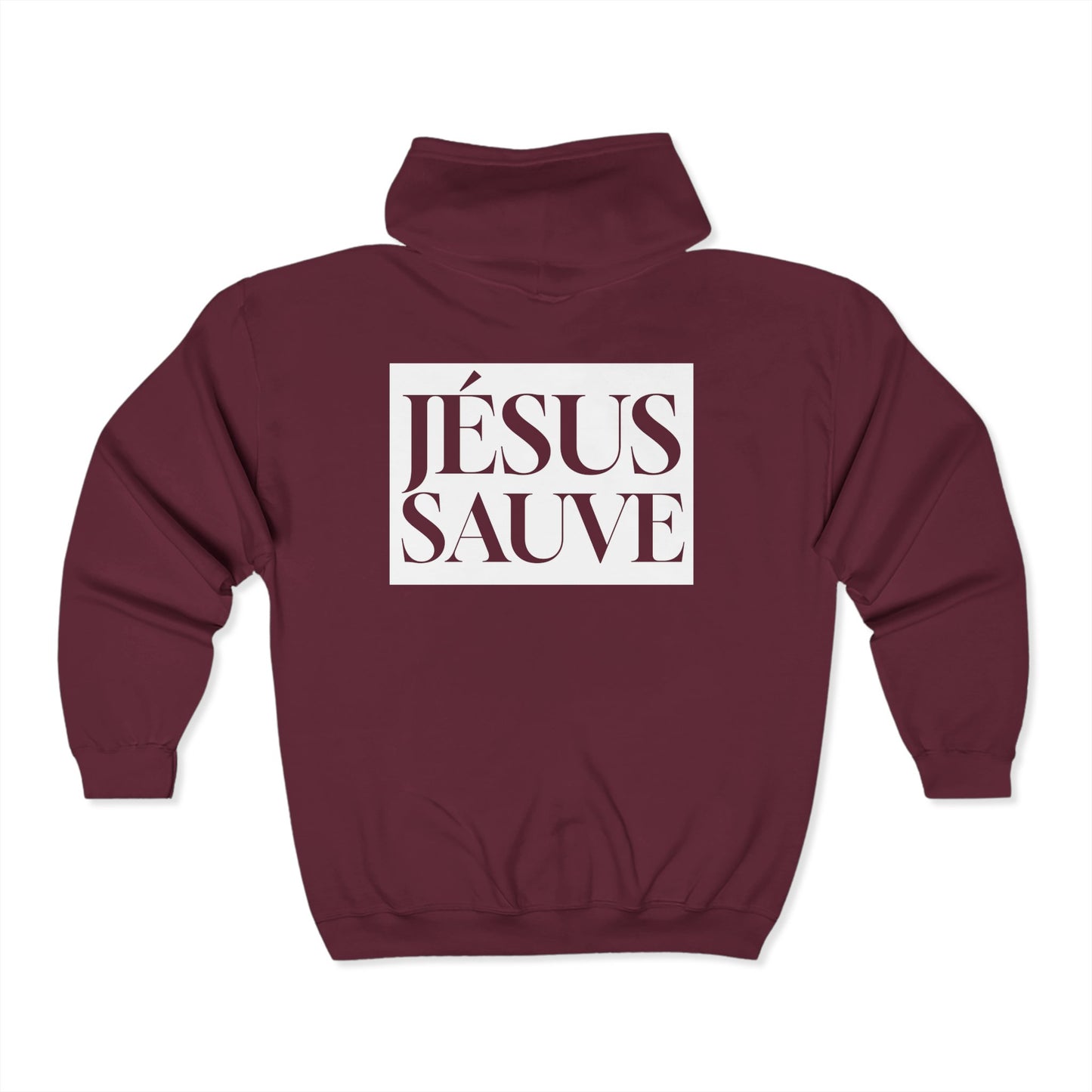 Jésus sauve - Coton ouaté à capuche zippé pour adulte - Français 