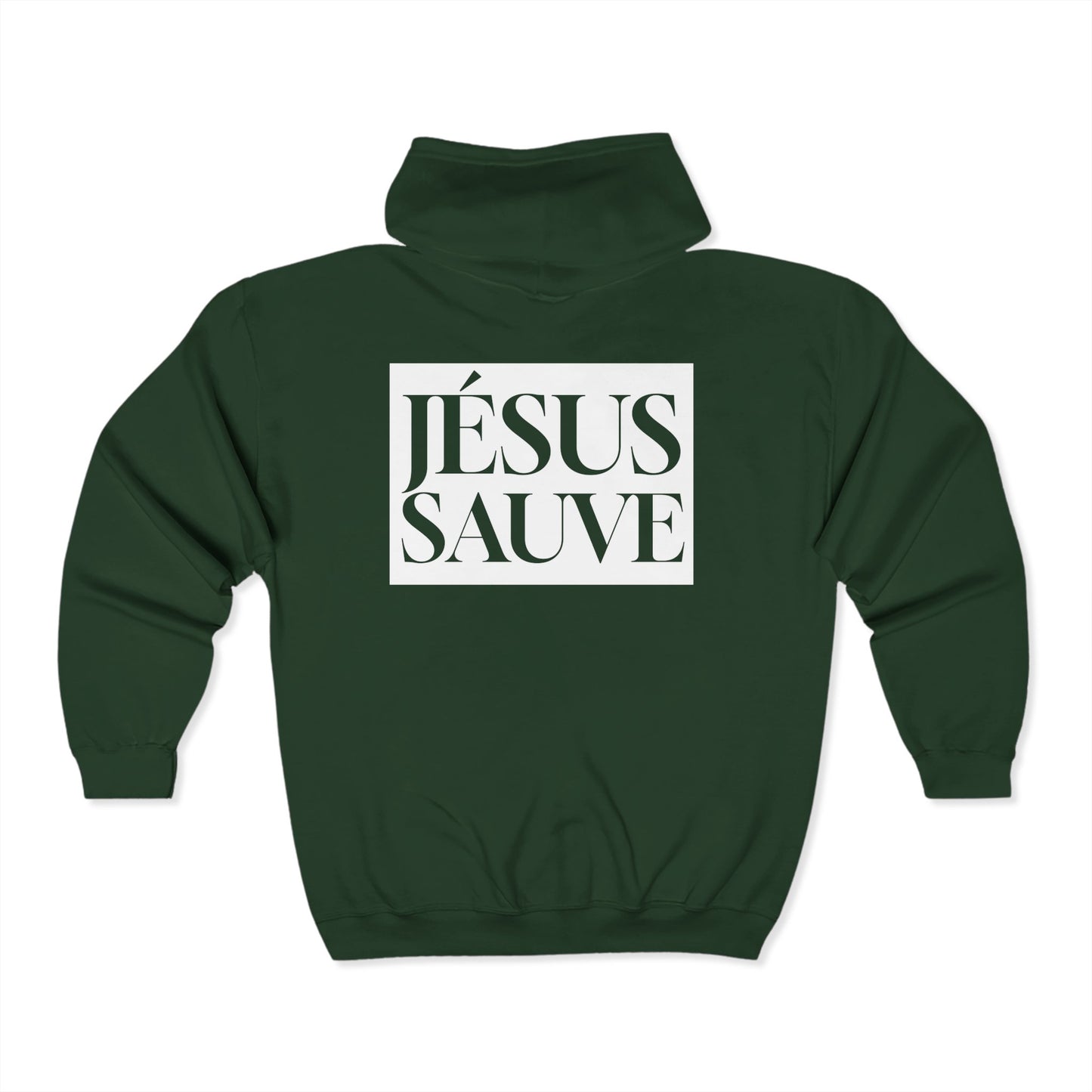 Jésus sauve - Coton ouaté à capuche zippé pour adulte - Français 
