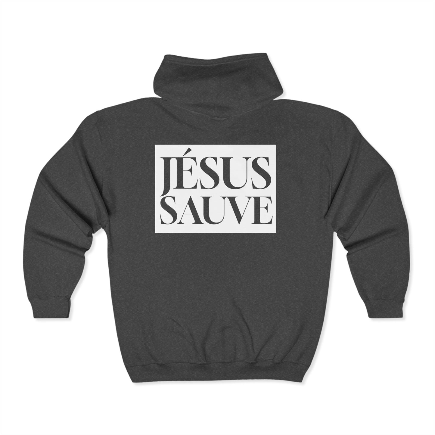 Jésus sauve - Coton ouaté à capuche zippé pour adulte - Français 