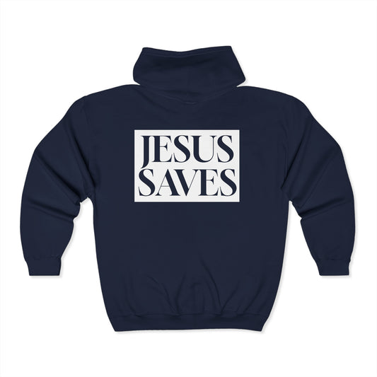 Jésus sauve - Coton ouaté à capuche zippé pour adulte - Anglais 